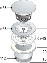 Alva Varia Ablaufventil 5/4" für AQARVARSS1, mit Mittelschraube, Chrom - AQARVARSS1AV