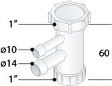 Alva Varia T-Stück 90 für Wäsche- trockner, d 10/14mm x 1", Weiß - AQARVARSS1E3