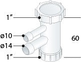 Alva Varia T-Stück 90 für Wäsche- trockner, d 10/14mm x 1", Weiß - AQARVARSS1E3