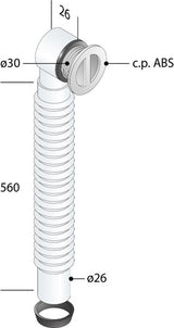 Alva Varia Überlaufrohr flexibel 540mm, Kunststoff, Weiß - AQARVARSS1E1