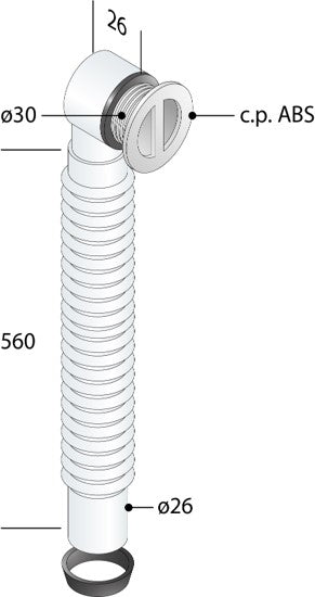 Alva Varia Überlaufrohr flexibel 540mm, Kunststoff, Weiß - AQARVARSS1E1