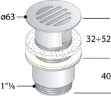 Alva Varia Ablaufventil 5/4" offen für HWB, Schwarz Matt - AQARVAAV3S