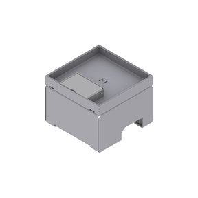 E-IN Unterflur-Bodendose 130/130, Chromstahl mit Schnurauslass, Tiefe 15 mm  – UBD-SET 130 130
