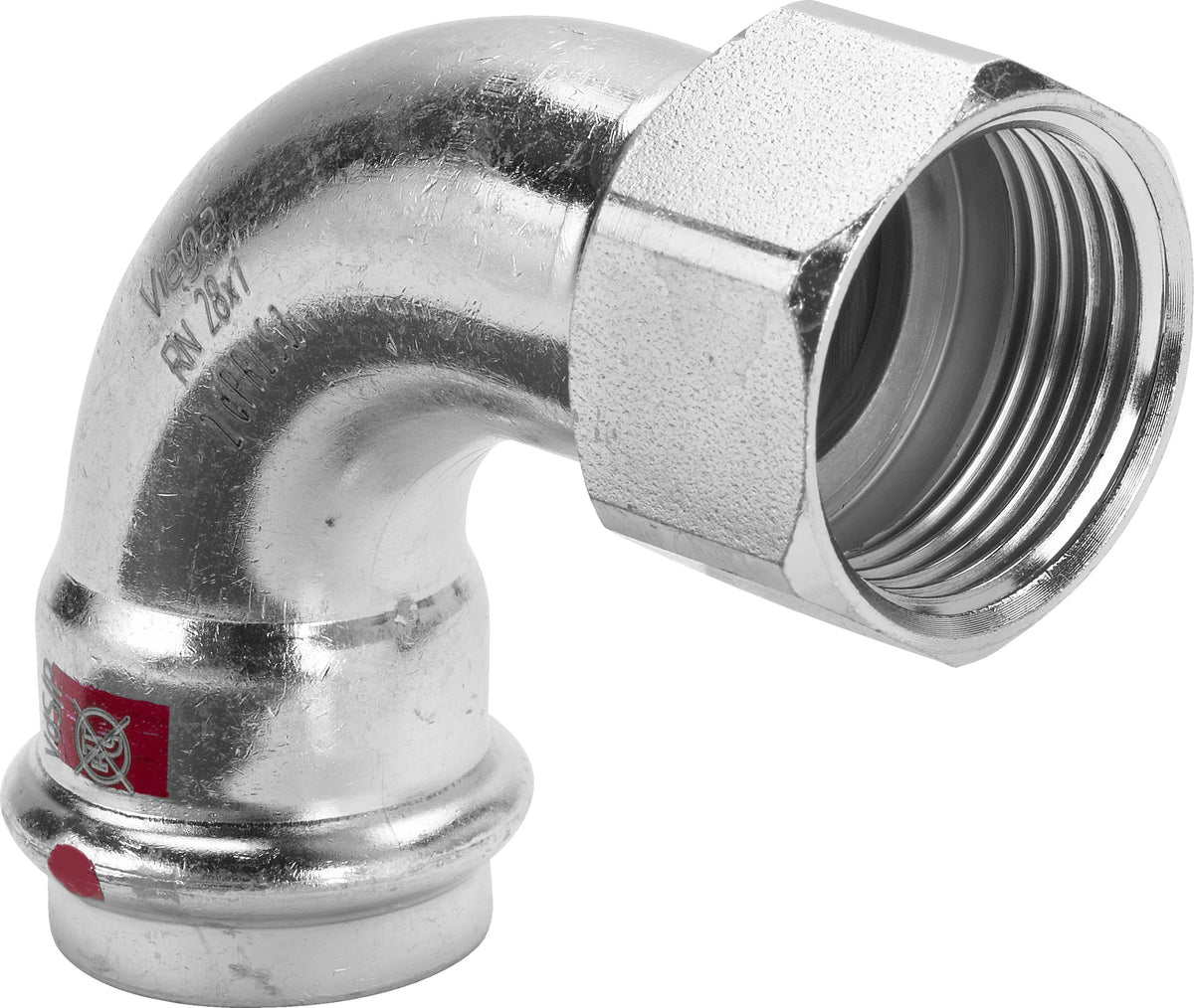 VIEGA Viega Bogen 90 Grad mit SC Prestabo 1114.5 in 28mm x Rp1/2 Stahl verzinkt   – 601 331