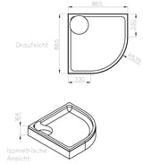 Alva Una Träger für Rundbrausetasse AQRBT90F, 90x90x6,5cm, R55 - AQTRRBT90F1