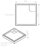 Alva Forta Träger für Brausetasse AQBTFOBT90FS, 90x90x2,5cm - AQTRFOBT90FS1