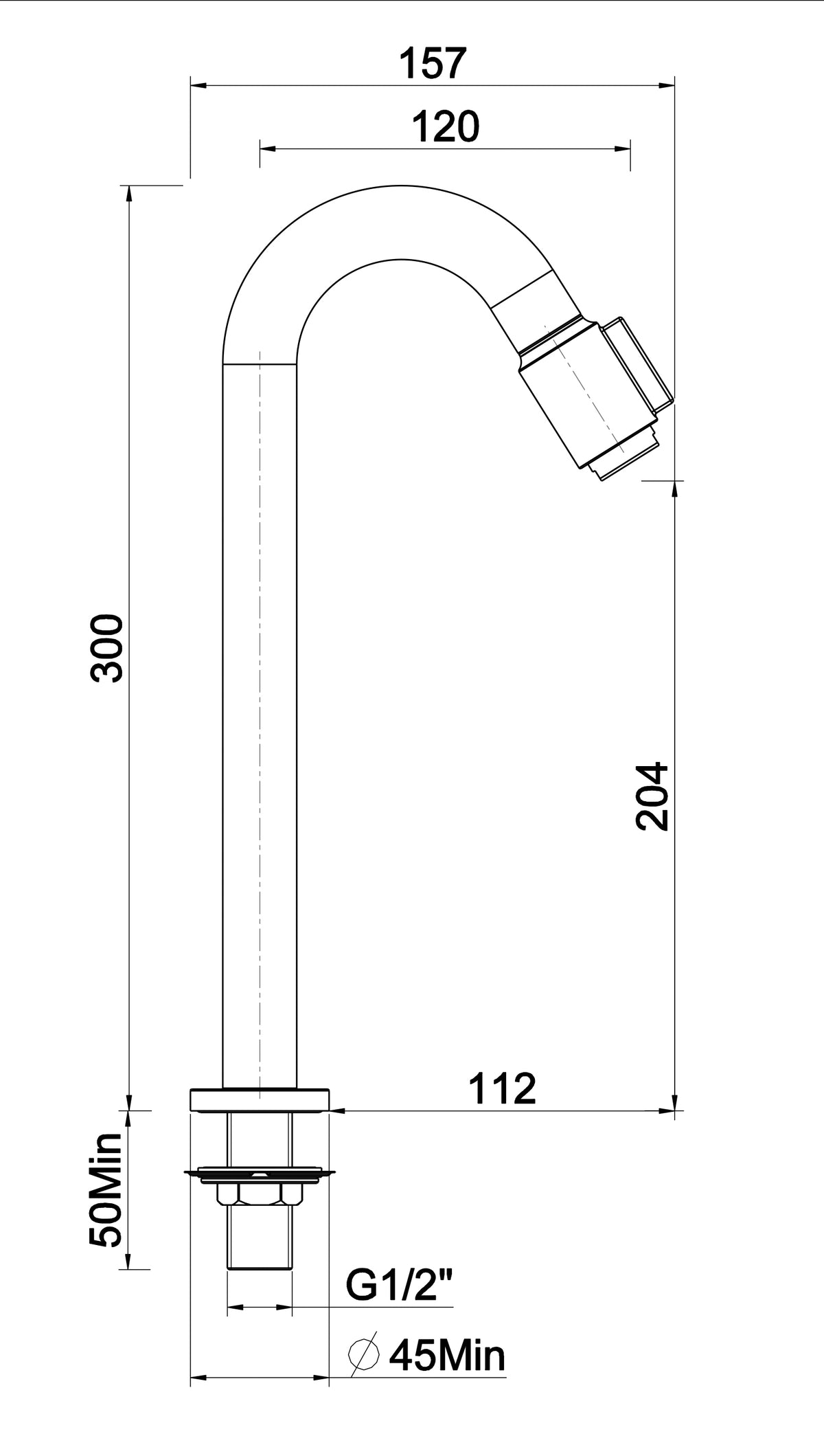 Alva Varia Standventil Gesamthöhe 30cm Kaltwasser, Chrom - AQARVASV2