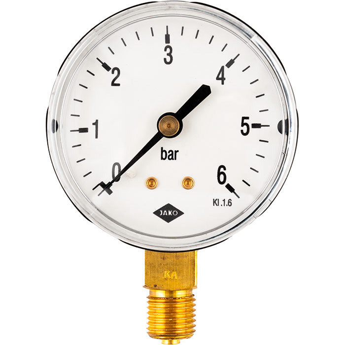 Alva Manometer Fig.2601(1) 1/4" 50mm Durchmesser 0-10 bar Anschluss unten - AL2602-5010