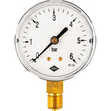 Alva Manometer Fig.2601(1) 1/4" 50mm Durchmesser 0-10 bar Anschluss unten - AL2602-5010