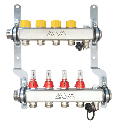 Alva FBH-Verteiler Edelst. DYNA-if 1"AG 14 Kreise, flachd. 0-5 l/min, L:840 mm - ALFBHVDY14