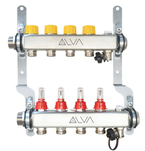Alva FBH-Verteiler Edelst. DYNA-if 1"AG 13 Kreise, flachd. 0-5 l/min, L:790 mm - ALFBHVDY13