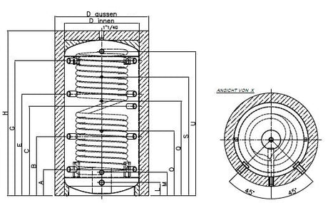 Alva Schicht-Kombispeicher 1000 L,Silber Vlies 100 mm - ALSKS1000
