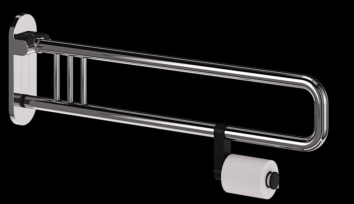 Alva Varia Drehklappgriff 65cm mit Toilettenpapierhalter, bis 130kg, Chrom - AQBFVADKGRH65C