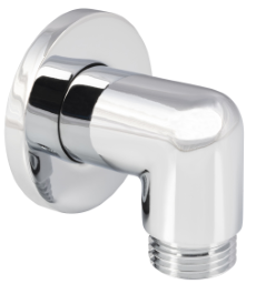 Alva Varia Wandanschlussbogen 1/2" mit RV und Rosette, Chrom - AQARVAWABRV2