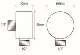 Alva Varia Wandanschlussbogen 1/2" mit RV, Chrom - AQARVAWABRV1