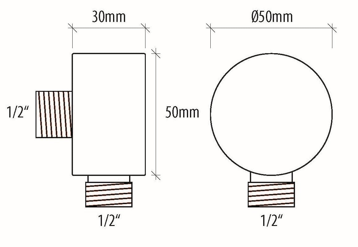 Alva Varia Wandanschlussbogen 1/2" mit RV, Chrom - AQARVAWABRV1
