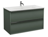 Alva Pura 1.0 Unterschrank m. Keramik-WT 2 Auszüge, 102x62x49cm, Rauchgrün Matt - AQBMPUWTUSK3RG