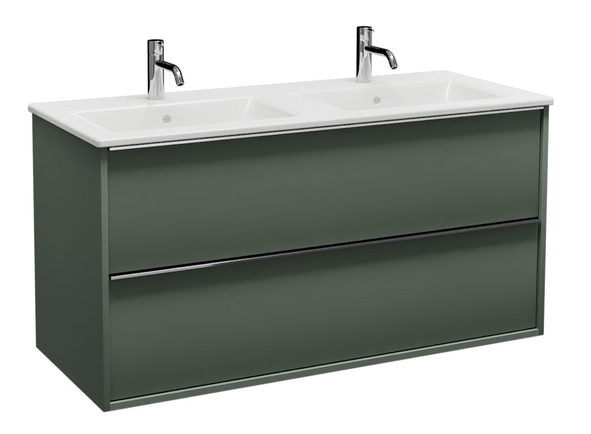 Alva Pura 1.0 Unterschrank m.Keramik-DWT 2 Auszüge, 122x62x49cm, Rauchgrün Matt - AQBMPUWTUSK4RG