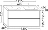 Alva Pura 1.0 Unterschrank m.Keramik-DWT 2 Auszüge, 122x62x49cm, Rauchgrün Matt - AQBMPUWTUSK4RG