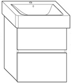 ALVA Viva Unterschrank für WT AQKEBEWT60, 2 Ausz., 55x60x42cm, Weiß