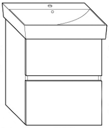 ALVA Viva Unterschrank für WT AQKEBEWT60F, 2 Ausz.,55x64x41cm, Weiß