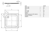Alva Forta Stahlemail Brausetasse 90x75x2,5cm, schweres Mod.,Weiß oh.Füsse - AQBTFOBT90.75FS