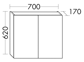 Alva Viva Hängeschrank mit 2 Türen, 70x62x17cm, Weiß - AQBMVIHGS2W