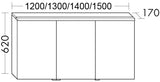 Alva Viva Spiegelschrank, li.,Korp. verspiegelt, 120x62x17cm,LED-Aufsatzleu. - AQBMVISPS6L