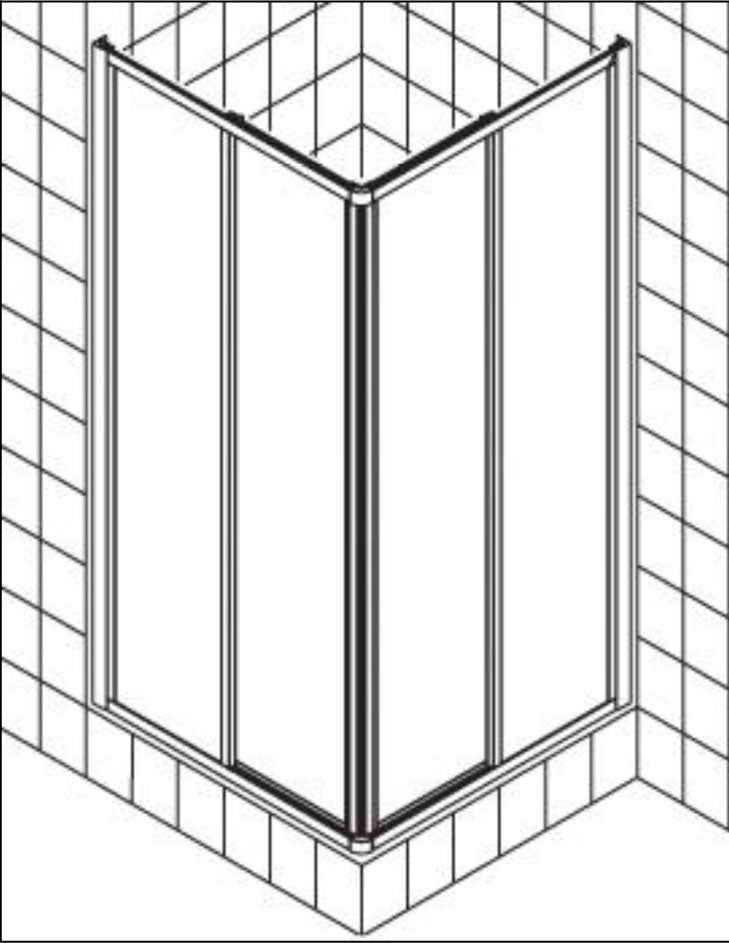 ALVA Una Eckeinstiegshälfte 76,5-80/190cm, Silber, Kunststoffglas