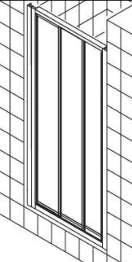Alva Una Schiebetür 3-teilig 89-96/190cm, Silber, Kunststoffglas - AQST395K