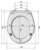 Alva Varia WC-Sitz mit Sitzerhöhung 5cm, Absenkautom., Edelstahlscharn.,Weiß - AQWCSSH