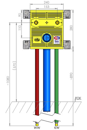 MHS mhs-Spültisch 240 Auslass 153mm Unibox Rohr:Geberit Mepla  – 22042ME5PO0000