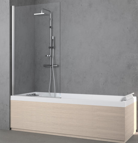 Alva Varia Wannenwand 1-teilig 150x70cm, Glas ESG Clean, Silber - AQDUVA4C