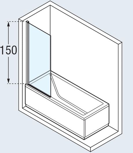 Alva Varia Wannenwand 1-teilig 150x80cm, Glas ESG Clean, Silber - AQDUVA5C