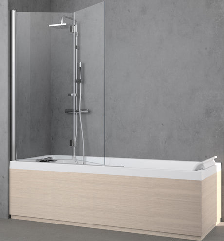 Alva Varia Wannenwand 2-teilig rechts, 150x120cm, ESG Clean, Silber - AQDUVA8RC