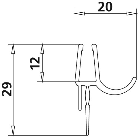Alva Juna 1 Dichtleiste waagerecht Dachrinnenform, 985mm, f. Pendeltür - AQDUJU2534773