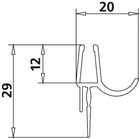 Alva Juna 1 Dichtleiste waagerecht Dachrinnenform, 985mm, f. Pendeltür - AQDUJU2534773