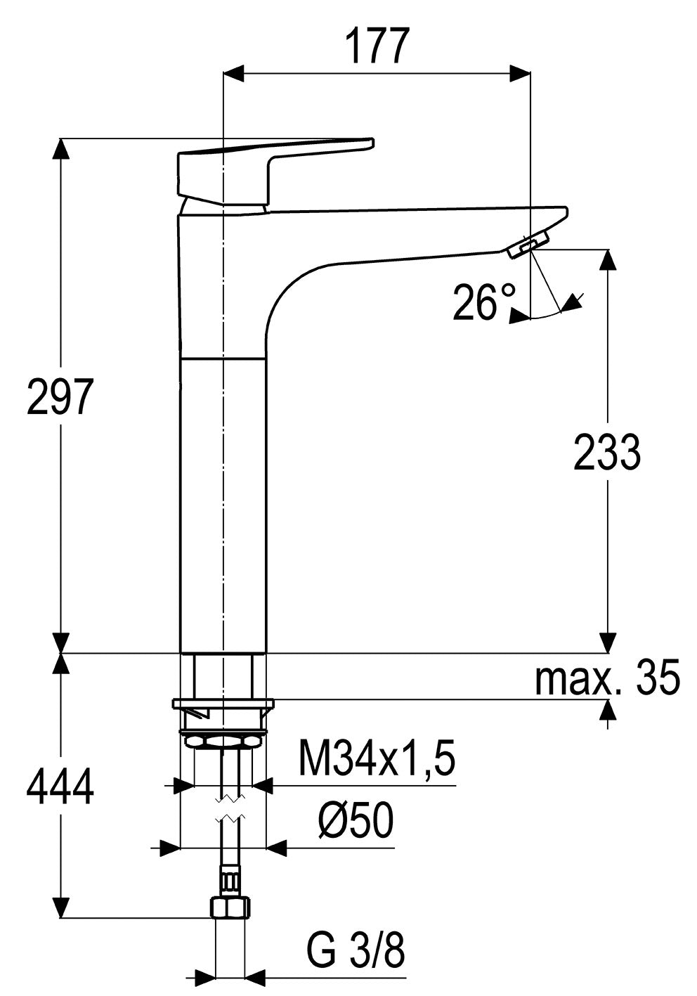 Alva Aura Spültischarmatur Höhe 29,7cm, Chrom - AQARAUSPT