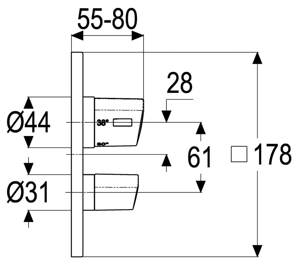 Alva Aura Wannenthermostat UP Sichtteil, Chrom - AQARAUTSTW