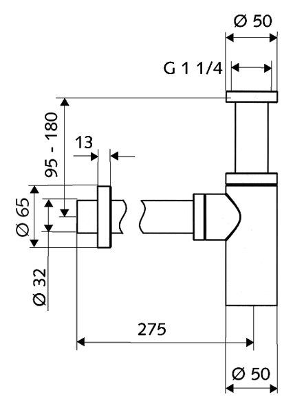 Alva Design-Siphon EDITION, Messingrosette mit Gleitring, chrom - AQARVADS5