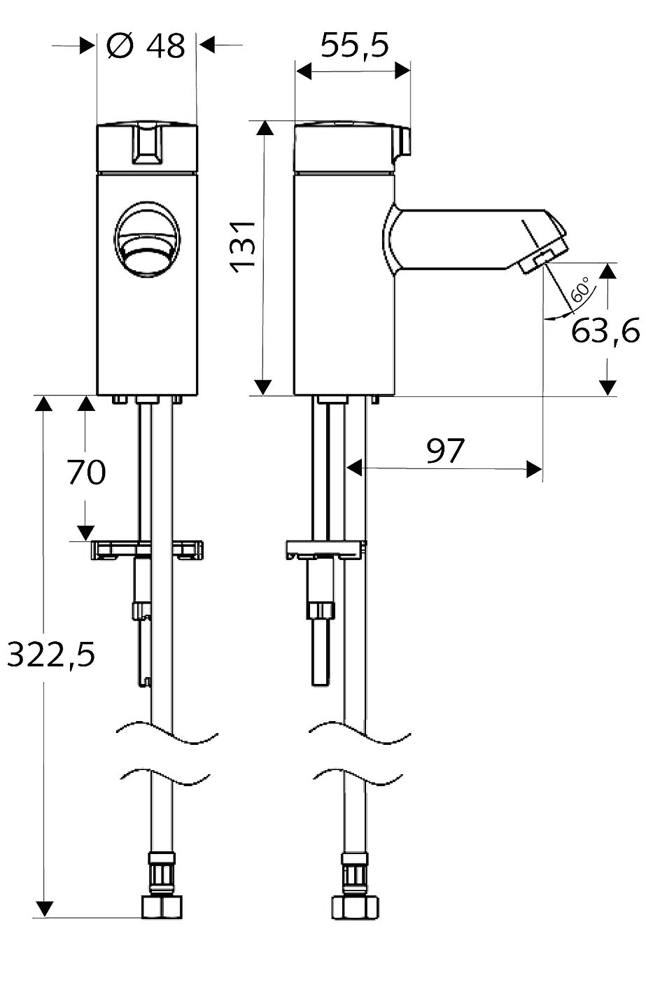 Alva Standventil Kaltwasser MODUS K, HD-K - Hochdruck Kaltwasser / vorgemischtes Wasser, Standventil, G 3/8 IG, chrom - AQARVASV