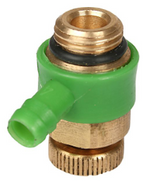 ALVA JS Entleerungsventil mit O-Ring, DN8, 1/4", aus Messing, mit Auslaufring in der Farbe grün