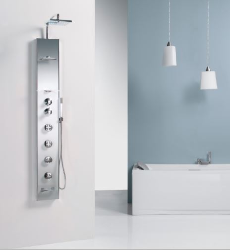 Alva Spa Duschpaneel 22,3 x 177cm Thermostat, Weiß - AQARSPDP1W