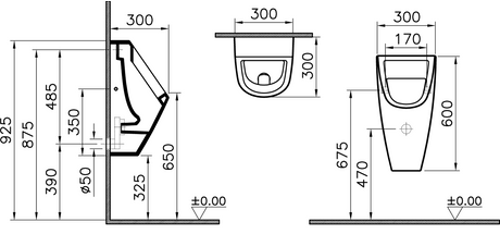 Alva Amoa Urinal Zulauf und Abgang hinten, Weiß - AQKEAMU