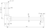 Alva Varia Design-Sifon 5/4" oh., Ventil, Wandrohr 32x370mm, Matt Schwarz - AQARVADS7S