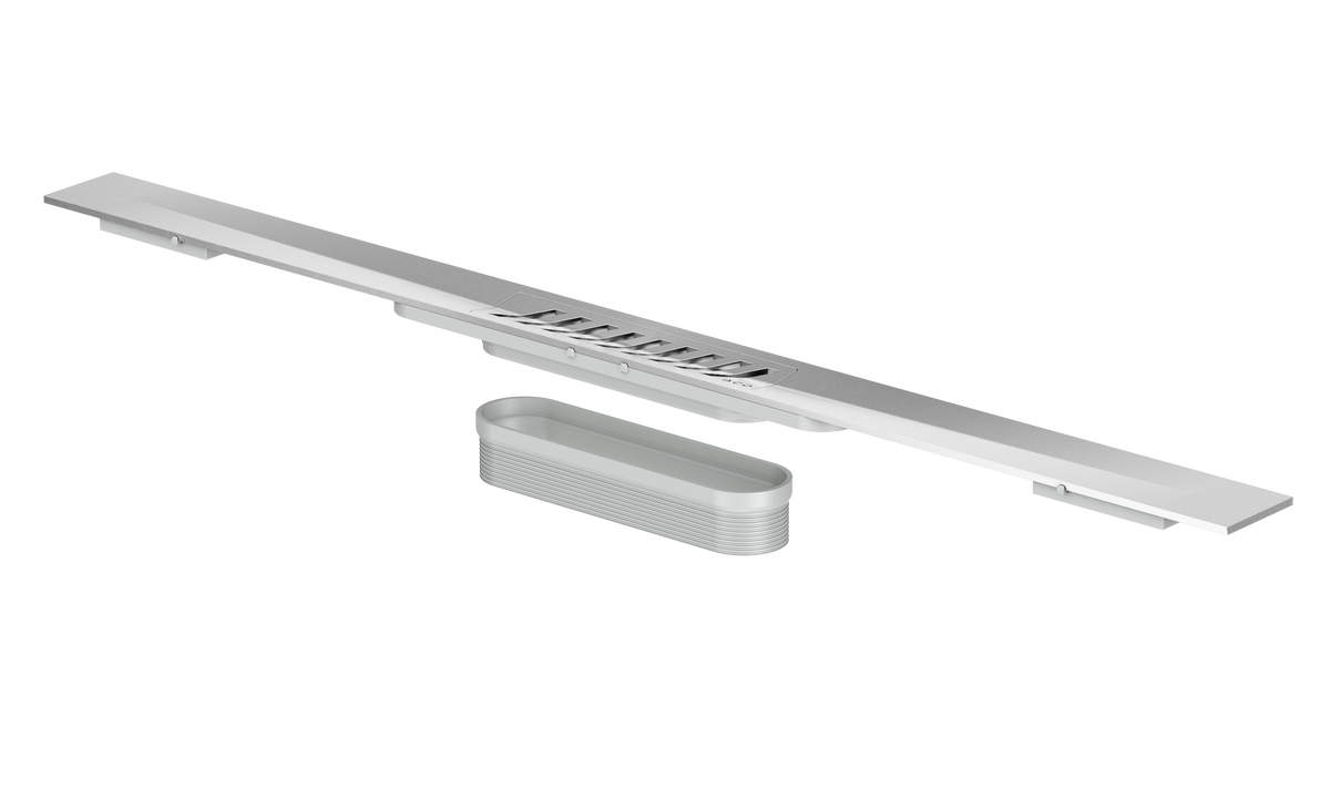 Alva Aura Duschrinnenprofil inkl. Rost, ohne Ablauf, 1200x55mm,Edelstahl - AQBFAUDRP120