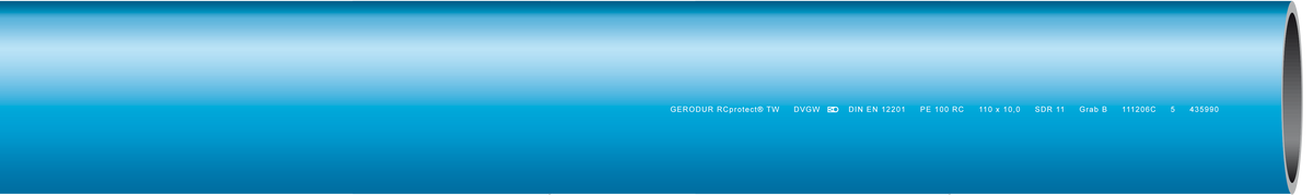 GERODUR Gerodur PE100RC TW Rohr blau 180x16.4 (12m) RCProtect SDR11 PN16   – 28685