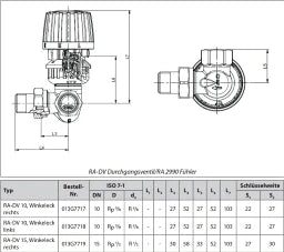 DANFOSS Danfoss Dynamic Valve RA-DV 15 pressure independent, R 1/2, right-hand connection, nickel-plated – 013G7719