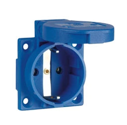 PC ELECTRIC Grounding-type Socket blue IP54, Flange 50x50 – 1050-0B