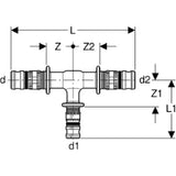 GEBERIT GE Mepla T-Stueck reduziert PVDF d20 x 16 x 16mm   – 622.314.00.5